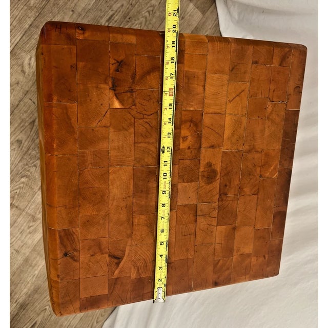 Vintage Butchers Block Carving Kitchen Table Solid 14" Thick End Cut Maple Slab For Sale - Image 11 of 12