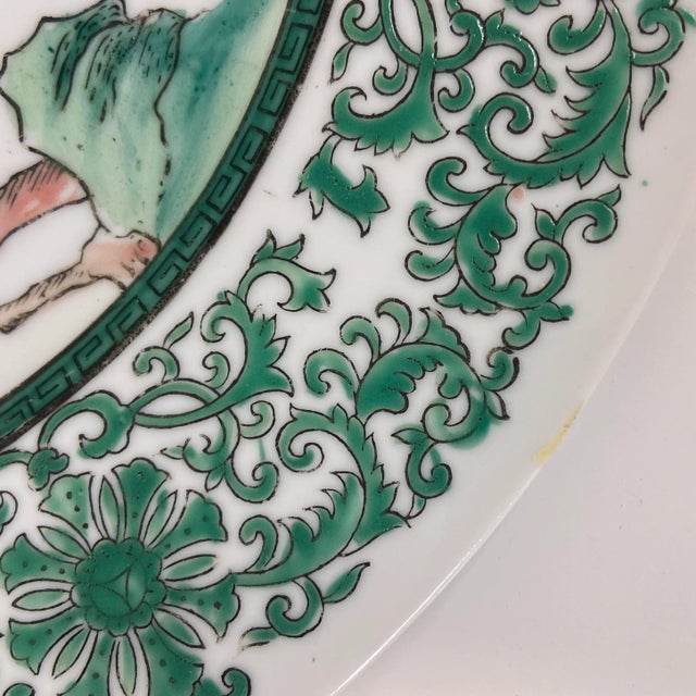 Vintage Famille Verte-Style Decorative Porcelain Plate – Made in Macau For Sale - Image 10 of 10
