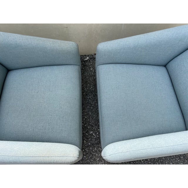 Modern Cube Lounge Chairs With Walnut Base For Sale - Image 4 of 14