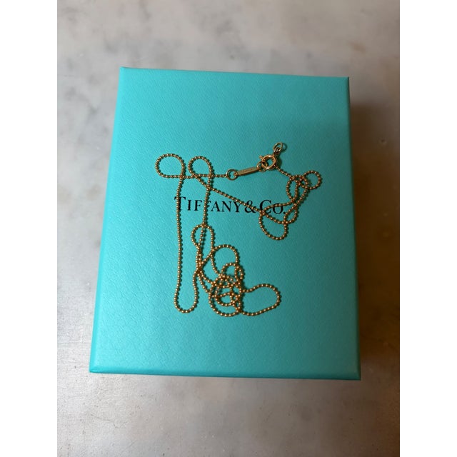 Metal Tiffany & Co. 18ct Rose Gold Small Bead Pendant Necklace 2.5g For Sale - Image 7 of 9