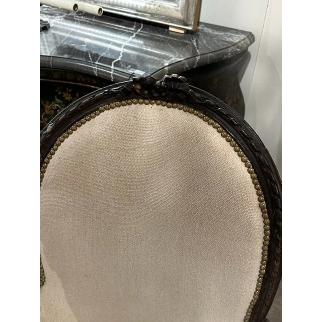 18th Century French Louis XVI Oak Bergere For Sale - Image 5 of 6