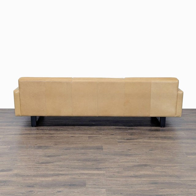 2010s Room & Board Wells 3-Seat Tan Leather Sofa With Button Tufted Back For Sale - Image 5 of 9