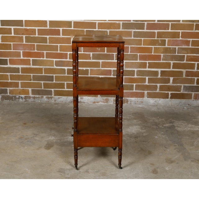 Wood English 19th Century Three-Tiered Étagère with Low Drawer and Turned Supports For Sale - Image 7 of 12