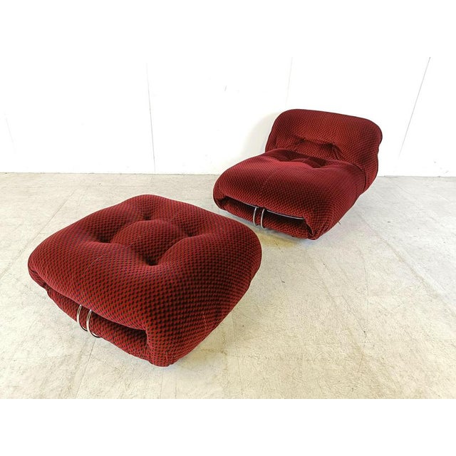 1970s Set of Soriana Lounge Chair and Ottoman by Afra & Tobia Scarpa for Cassina, 1970s For Sale - Image 5 of 11