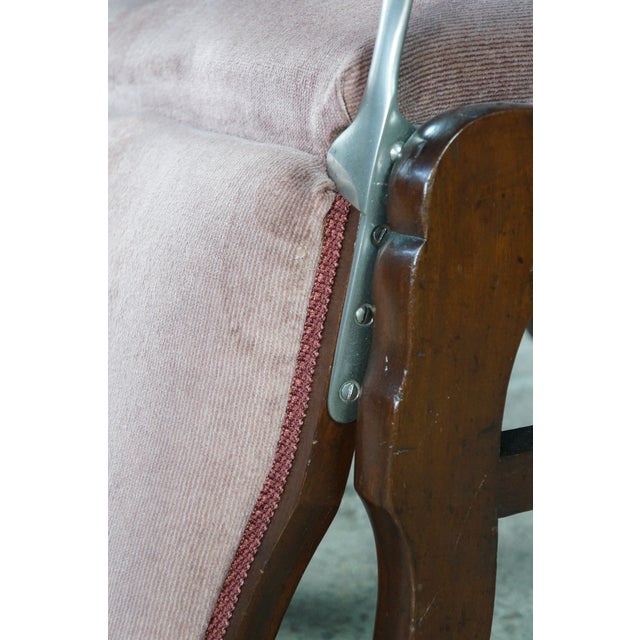 Mauve Antique 19th C Victorian Walnut Mechanical Reclining Library Chair Chaise Lounge For Sale - Image 8 of 17
