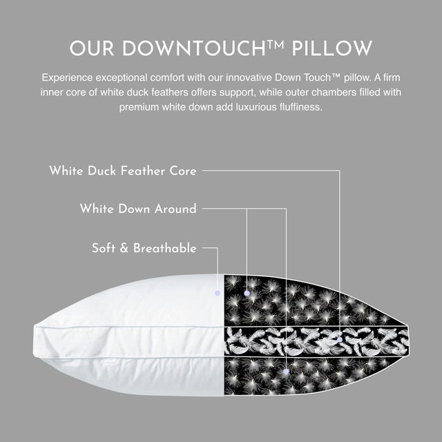 Plush Firm White Duck Feather/ Down Pillow with Cotton Shell, Queen For Sale - Image 4 of 7