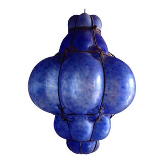 Blue Venetian Glass Chandelier For Sale