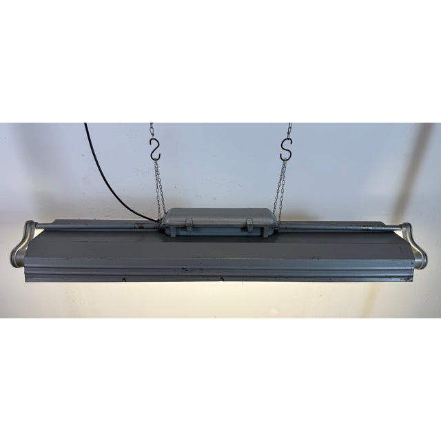 Grey Industrial Hanging Tube Light from Polam Gdansk, 1970s For Sale - Image 13 of 18