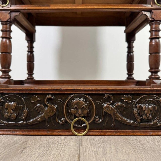 2000 - 2009 19th Century Jacobean Revival Copper and Oak Cabinet For Sale - Image 5 of 11