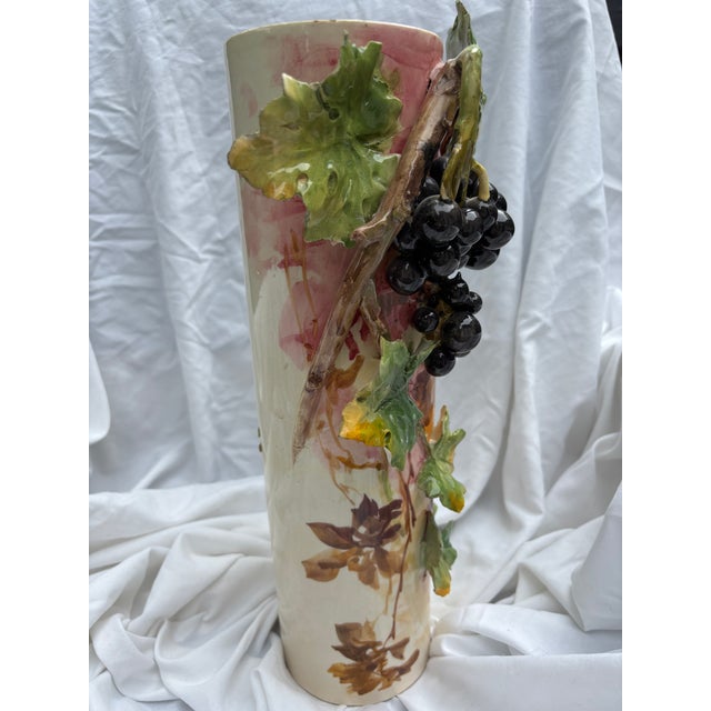 Classic Trio of Vintage 1960s Italian Barbotine Majolica Vases Visceral Composition For Sale - Image 9 of 17