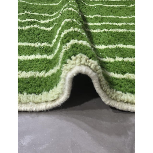 Green Green Moroccan Rug Handmade Striped Rug - 10 X 8.4 Ft For Sale - Image 8 of 8