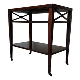 1960s French Hollywood Regency Three-Tier Mahogany Side Table For Sale