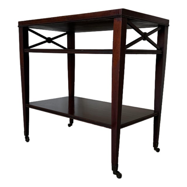 1960s French Hollywood Regency Three-Tier Mahogany Side Table For Sale