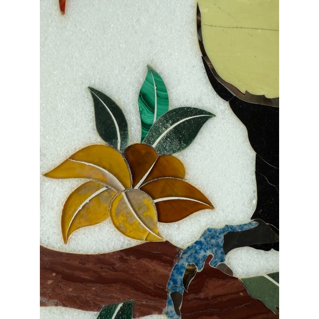 Stone Marble Table Top With Mosaic Inlay of a Toucan Bird For Sale - Image 7 of 9