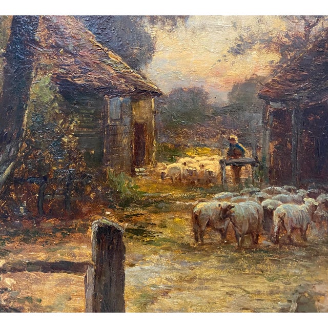 Brown Ernest Walbourn (England, 1871-1927) "Evening in Sussex" Original Painting C.1900 For Sale - Image 8 of 13