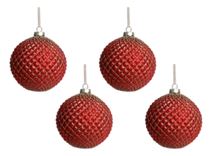 Metallic Matte Red Ball Ornaments, Set of 4, 4.75"