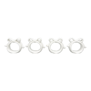 Vintage White Ceramic Bow Napkin Rings — Coastal / Traditional / Hollywood Regency - Set of 4