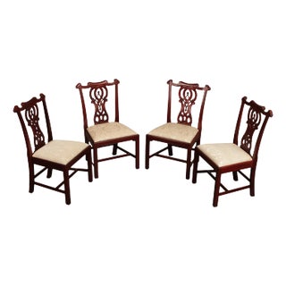 Chippendale Style Set Of Four Carved Mahogany Dining Chairs For Sale