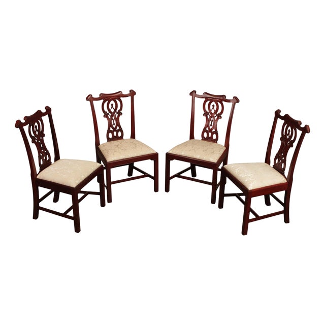 Chippendale Style Set Of Four Carved Mahogany Dining Chairs For Sale