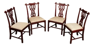 Chippendale Style Set Of Four Carved Mahogany Dining Chairs