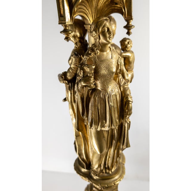 19th Century French Ormolu Gilt Bronze Gothic Revival Candlestick Base For Sale - Image 12 of 18