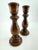 English Vintage Mid Century Turned Walnut Wood Candlesticks - A Pair For Sale - Image 3 of 9