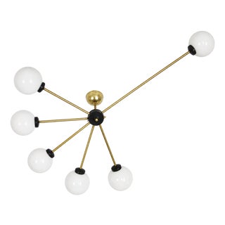 Vintage Brass and Glass Chandelier from Stilnovo, 1960s For Sale
