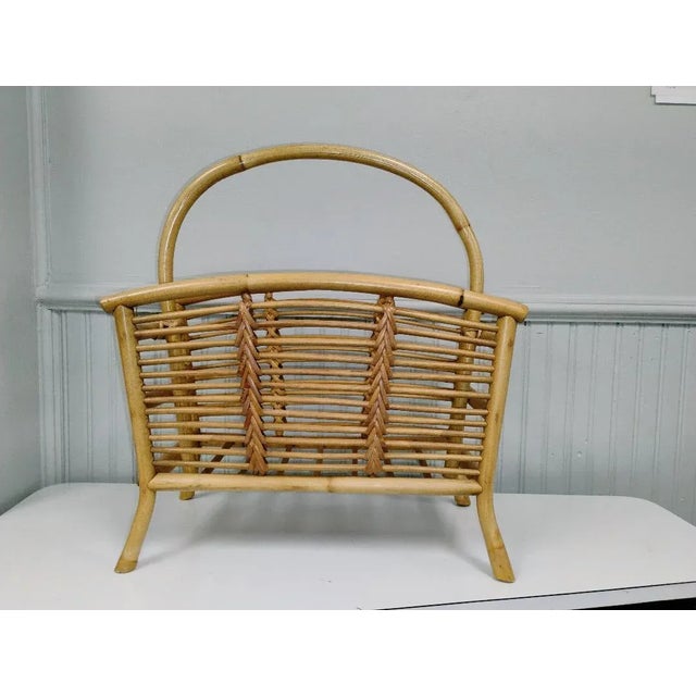 1960s Vintage Mid-Century Bamboo and Rattan Magazine Holder - Franco Albini Style For Sale - Image 5 of 5