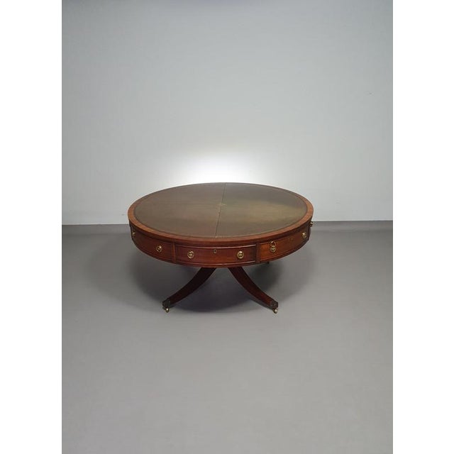 Victorian Mahogany Coffee Table with Leather Top on Brass Wheels from Heldense, 1980s For Sale - Image 10 of 16
