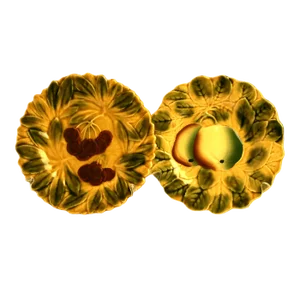 Vintage French Majolica Sarreguemines Fruit Plates - 7 1/2" - c.1920-1950
