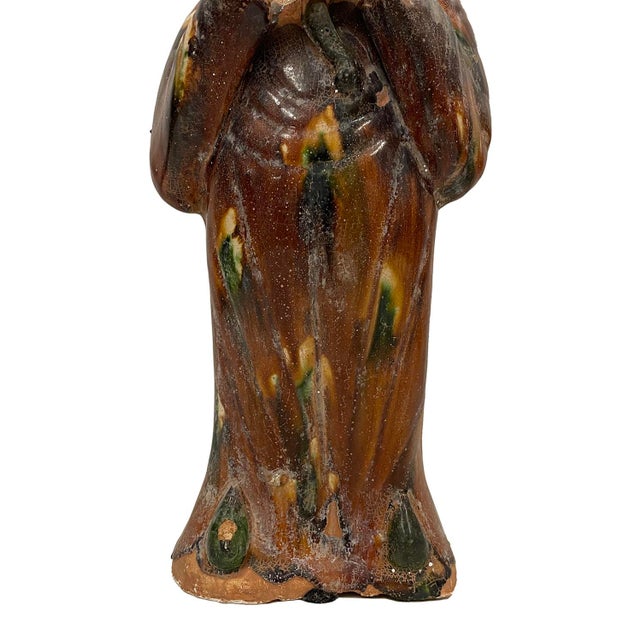 Chinese Vintage Chinese Tang Tri-Colored Glazed Tomb Ceramic Statue For Sale - Image 3 of 8