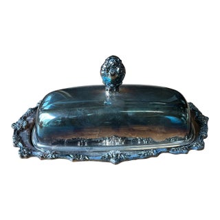 1970s Small Silver Detailed Etched Butter Dish For Sale