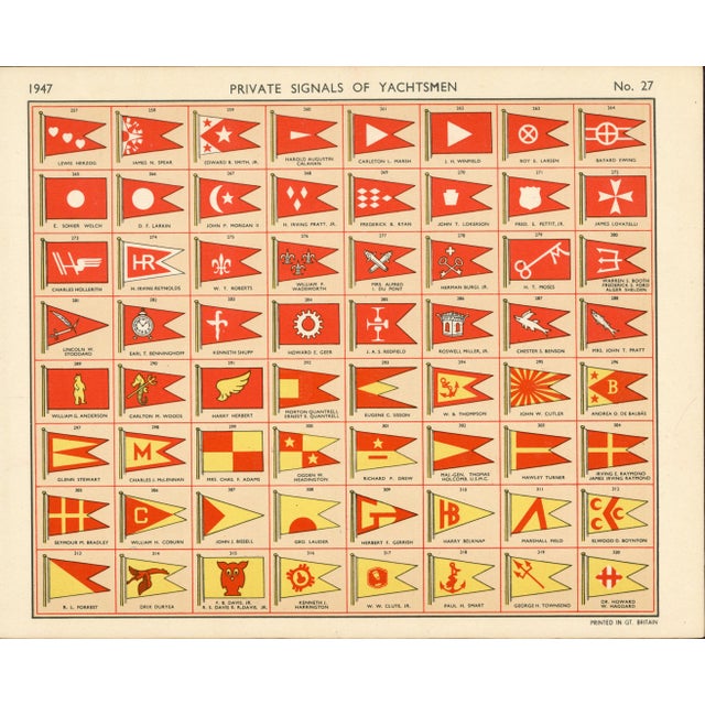 Original Lloyd's Register of Yachts "Private Signals of Yachtsmen" Reference Pages – Set of 4 – Year 1947 Group H For Sale - Image 4 of 5