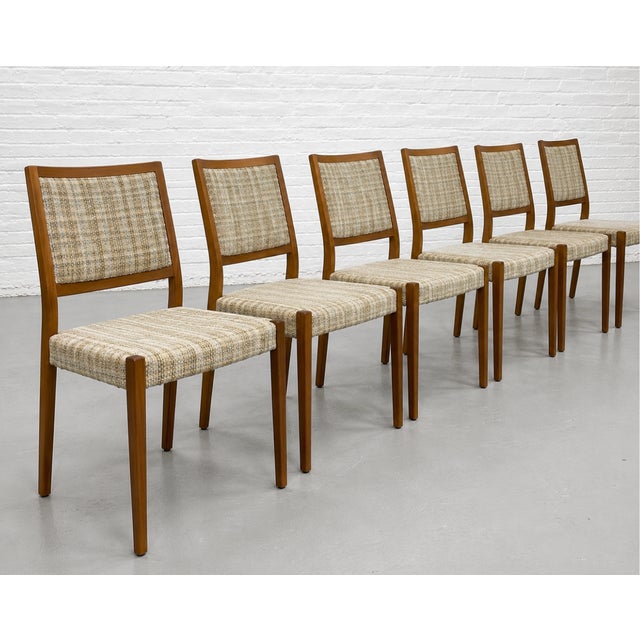 Set of Six Mid Century Modern dining chairs by Svegards, Made in Sweden, c. 1960's. This set exemplifies classic...