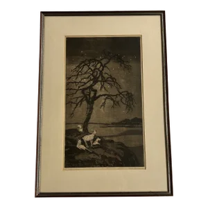1940s "Western Night" Original Aquatint Etching