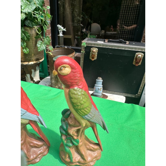 Ceramic Pair of Ceramic Hand Painted Bird Figurines For Sale - Image 7 of 7
