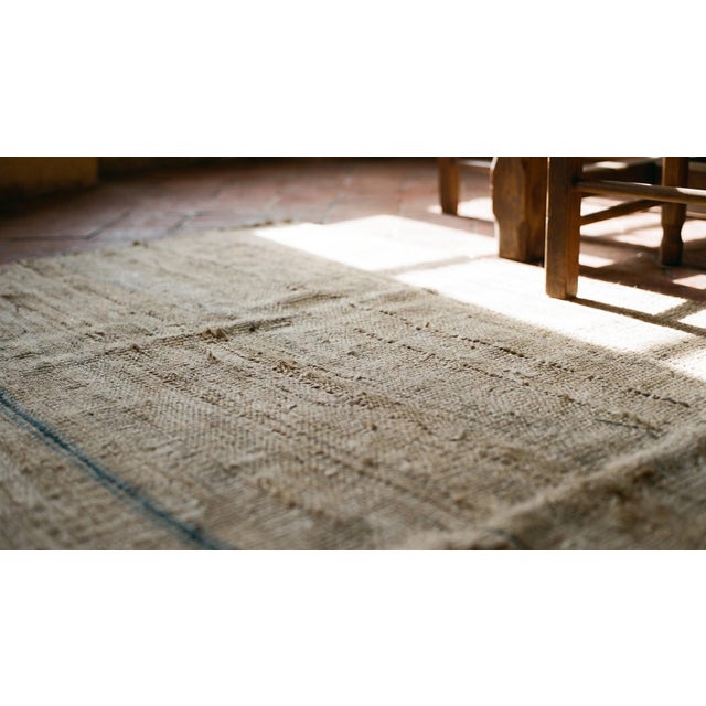 1940s White Cream Minimalist Antique Kilim n.w. Persian Rug 7'7" X 9'9" Flatweave Wool Carpet For Sale In New York - Image 6 of 8