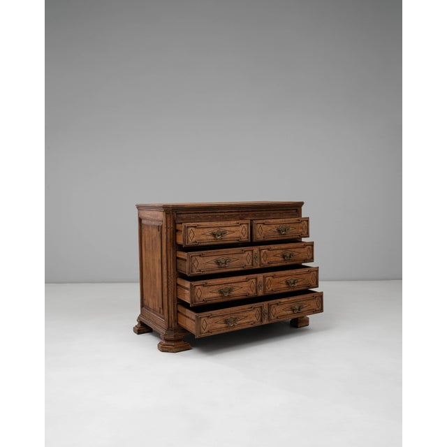 Wood 19th Century French Baroque Oak Chest of Drawers For Sale - Image 7 of 18