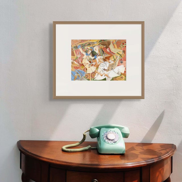 In this humorous and chaotic scene, Alice is surrounded by the charm of an antiquated train carriage. The orange, nearly...