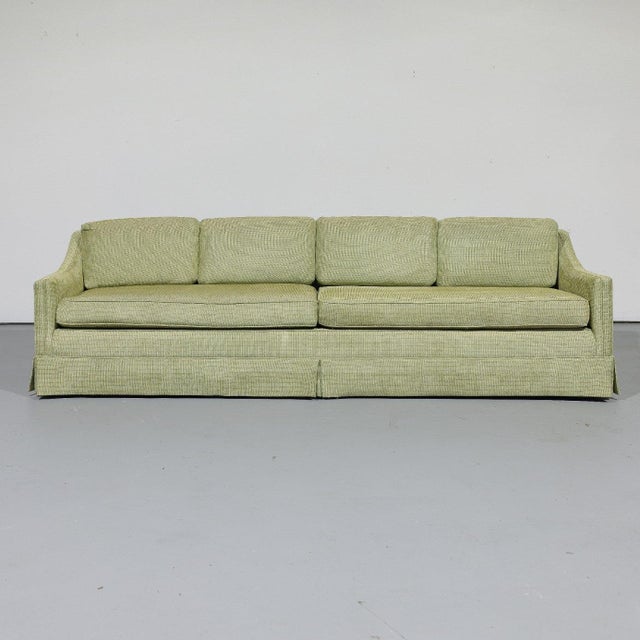 Vintage Oversized Mid-Century Green Upholstered Sofa | Circa 1970s For Sale - Image 4 of 17