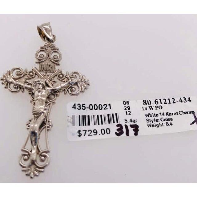 Modern 14 Karat White Gold Cross, Religious Pendant For Sale - Image 3 of 5