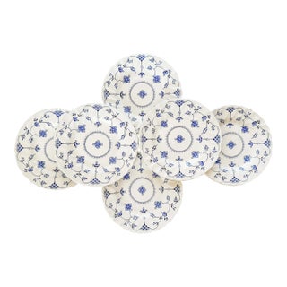 1980s Myott Finlandia Blue & White Dessert Plates - Set of 6 For Sale