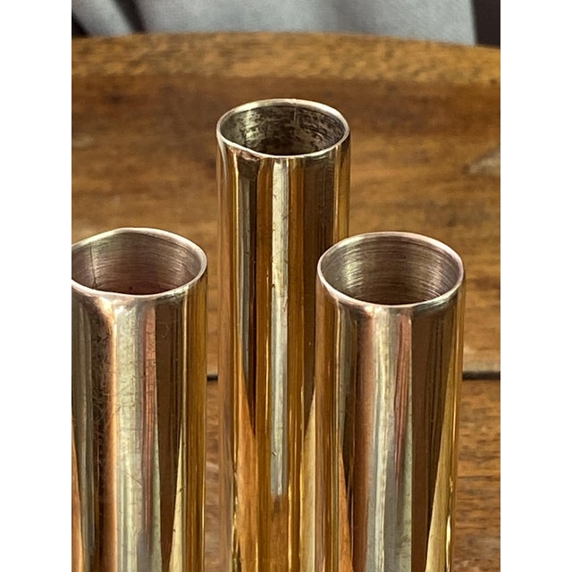 Gold Tubular Candlesticks and Bud Vases in Brass, 1950s, Set of 5 For Sale - Image 8 of 15