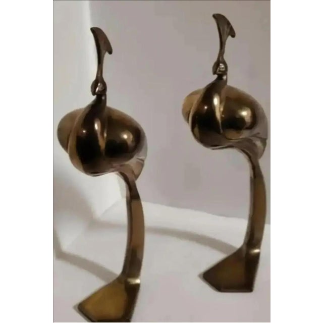 Dolbi Cashier 1980s Dolbi Cashier Large Standing Brass Peacock Sculptures - A Pair For Sale - Image 4 of 8