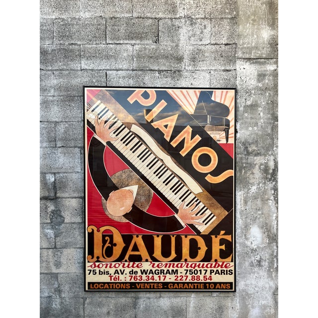 Art Deco Vintage Art Deco Framed Lithograph Poster "Pianos Daude" by Andre Daude. Circa 1920s For Sale - Image 3 of 15