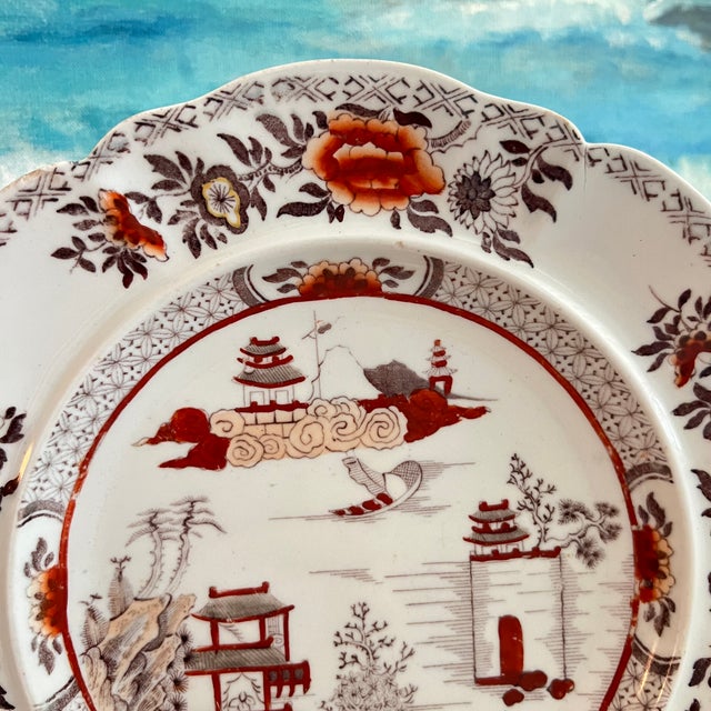 Mason's Ironstone Antique 1820s Mason's Patent Ironstone "Pekin" Chinese Landscape Plate – 10.25" For Sale - Image 4 of 12