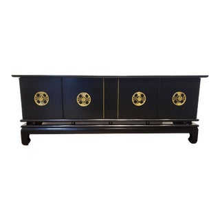 Vintage Modern Asian Low Credenza Sideboard For Sale
