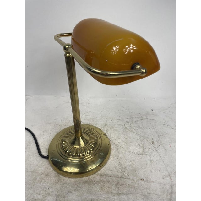 Gold Vintage Ministerial Lamp in Brass and Glass, 1950s For Sale - Image 8 of 12
