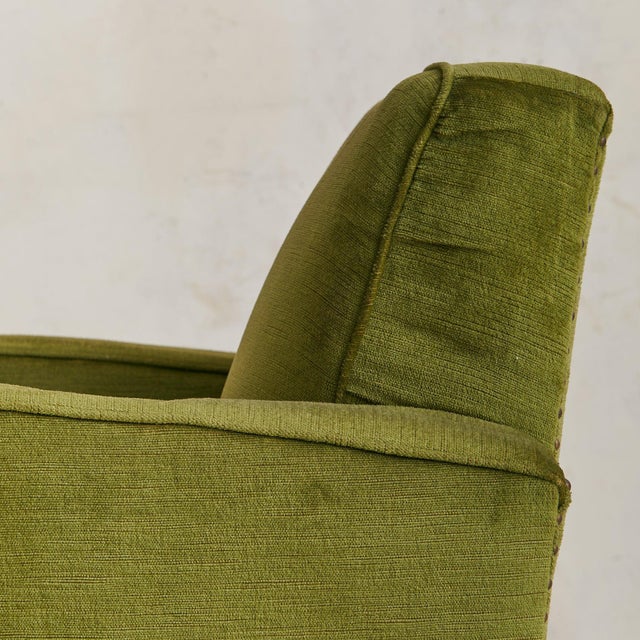 Italian Art Deco Lounge Chair in Original Green Velvet, 1950s - 2 Available For Sale - Image 9 of 18