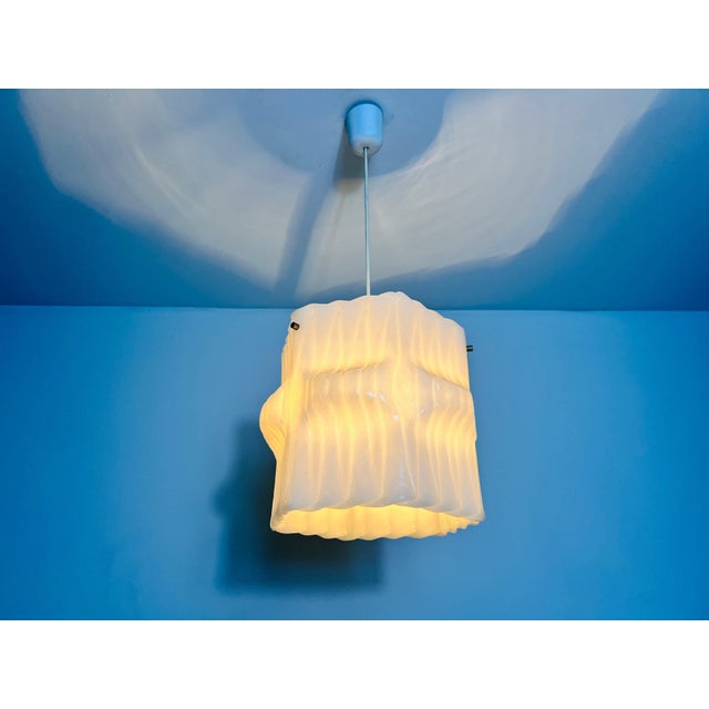 Mid-Century Modern Structured White Pendant Lamp, Germany, 1970s For Sale - Image 3 of 12
